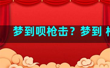 梦到呗枪击？梦到 枪击